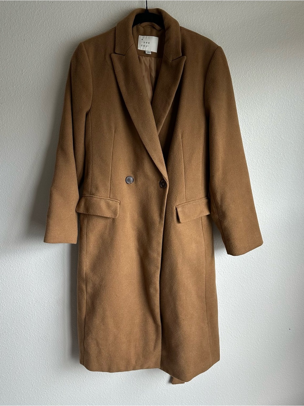 a new day Camel Brown Double-Breasted Trench Coat